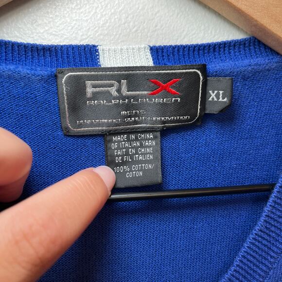 RLX Ralph Lauren Men's Cotton Sweater Vest Blue Size X-Large - Picture 2 of 3